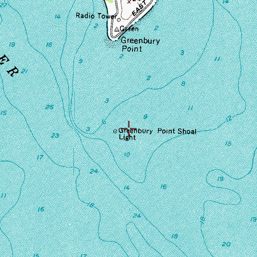 Topographic Map of Greenbury Point Shoal Light, MD