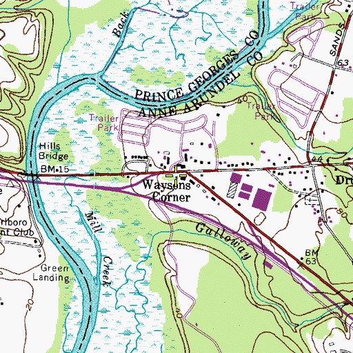 Topographic Map of Waysons Corner, MD