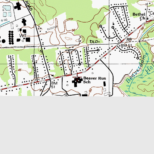 Topographic Map of Beaver Run School, MD