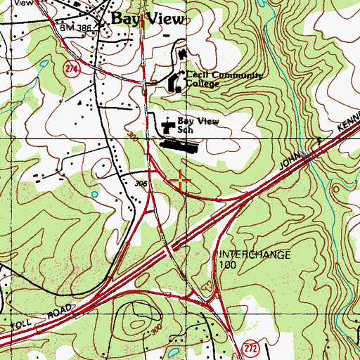 Topographic Map of Cecil Vocational Technical Center, MD