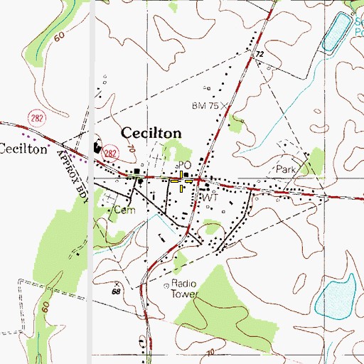 Topographic Map of Cecilton United Methodist Church, MD