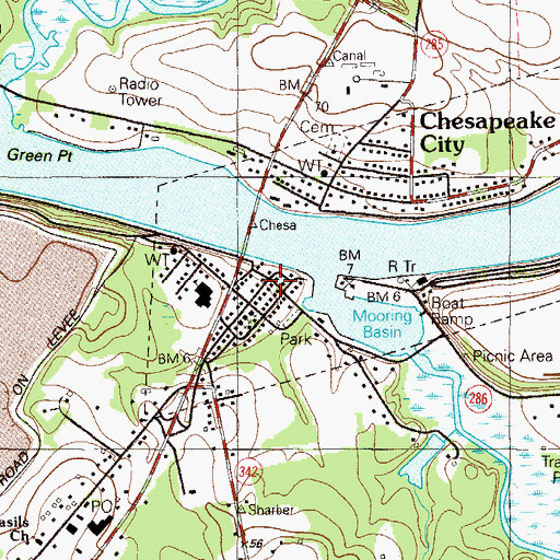 Topographic Map of Chesapeake City Town Hall, MD