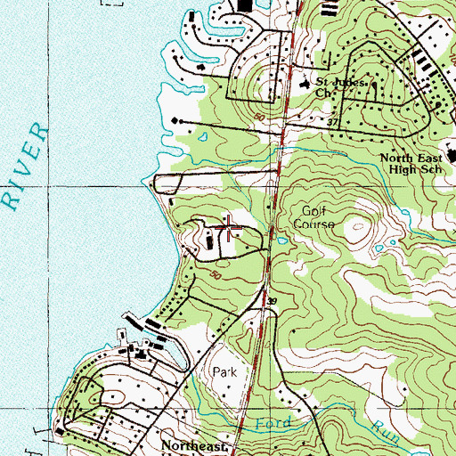 Topographic Map of De La Plaine Manor, MD
