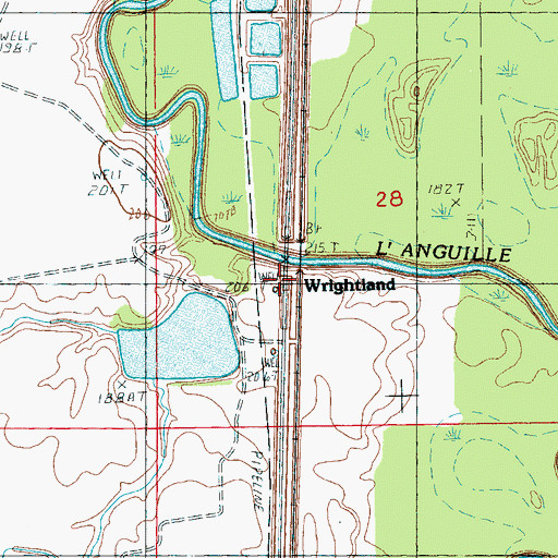 Topographic Map of Wrightland, AR
