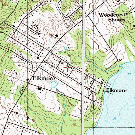 Topographic Map of Elkmore, MD