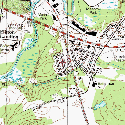 Topographic Map of Elkwood Estates, MD