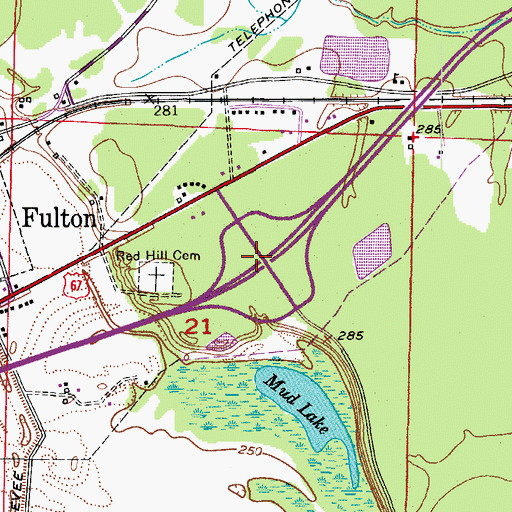 Topographic Map of Interchange 18, AR