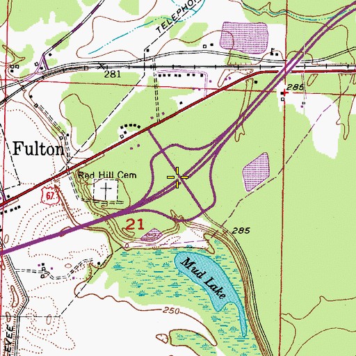 Topographic Map of Interchange 18, AR
