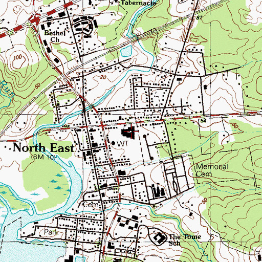 Topographic Map of North East Middle School, MD