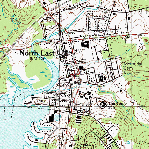 Topographic Map of North East United Methodist Church, MD