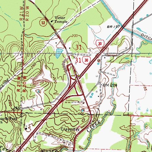 Topographic Map of Interchange 63, AR