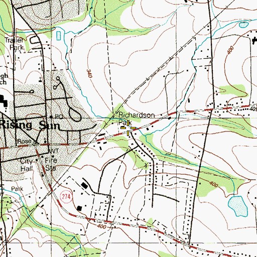 Topographic Map of Rising Sun Plaza Shopping Center, MD
