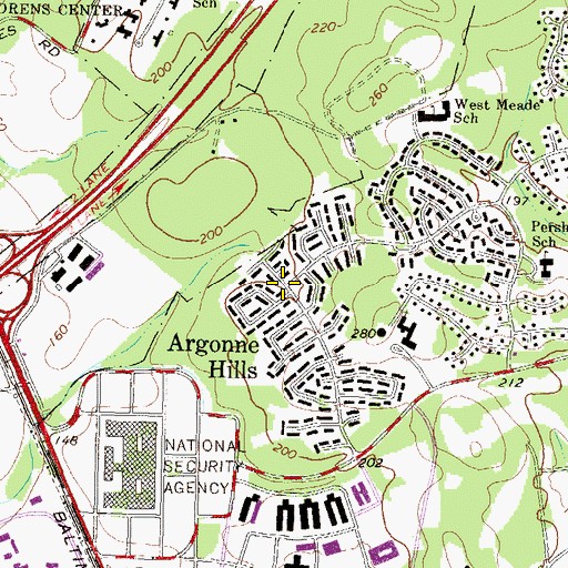 Topographic Map of Argonne Hills, MD
