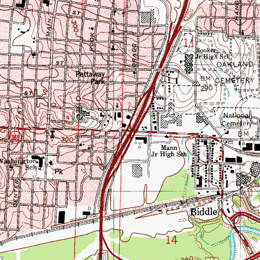 Topographic Map of Interchange 139A, AR