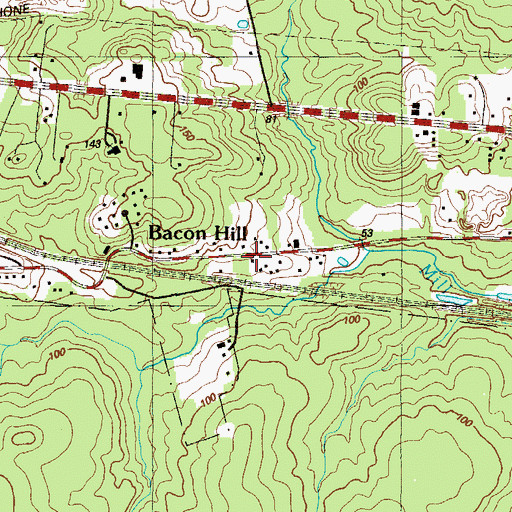 Topographic Map of Bacon Hill, MD