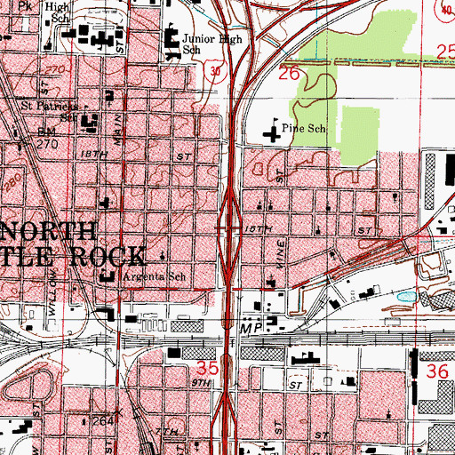 Topographic Map of Interchange 142, AR