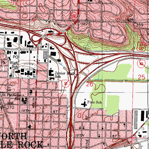 Topographic Map of Interchange 143, AR