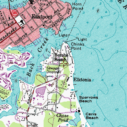 Topographic Map of Bembe Beach, MD