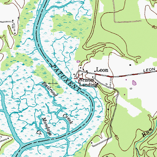 Topographic Map of Bristol Landing (historical), MD
