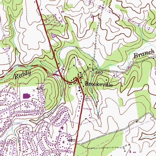 Topographic Map of Brookeville, MD