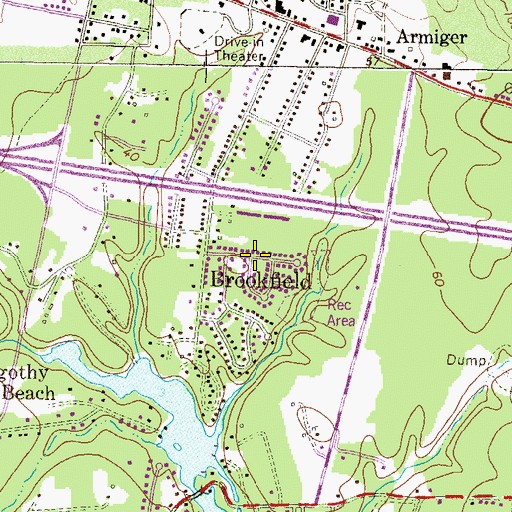 Topographic Map of Brookfield, MD