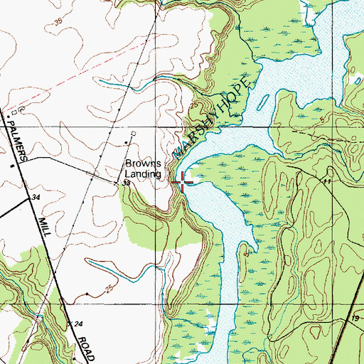 Topographic Map of Browns Landing, MD