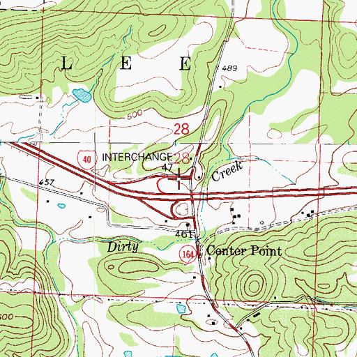 Topographic Map of Interchange 47, AR