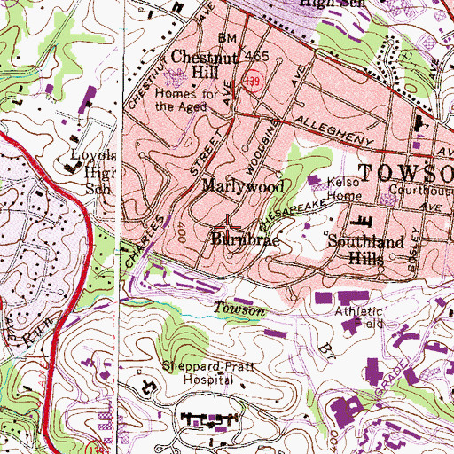 Topographic Map of Burnbrae, MD