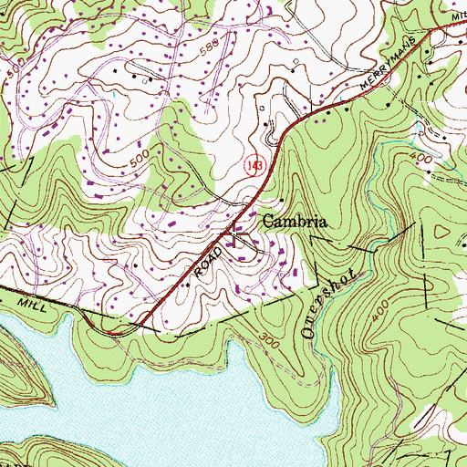 Topographic Map of Cambria, MD