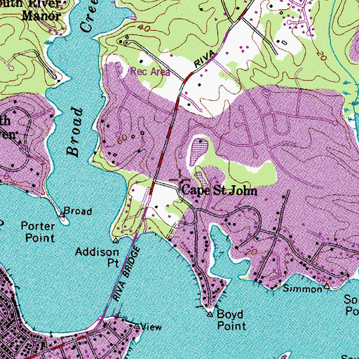 Topographic Map of Cape Saint John, MD