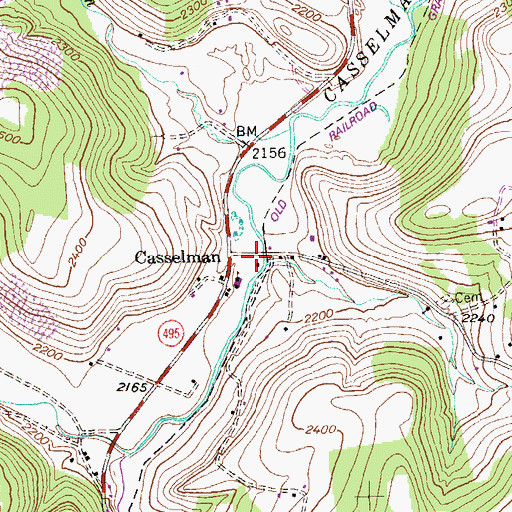 Topographic Map of Casselman, MD