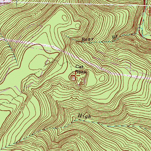 Topographic Map of Cat Rock, MD