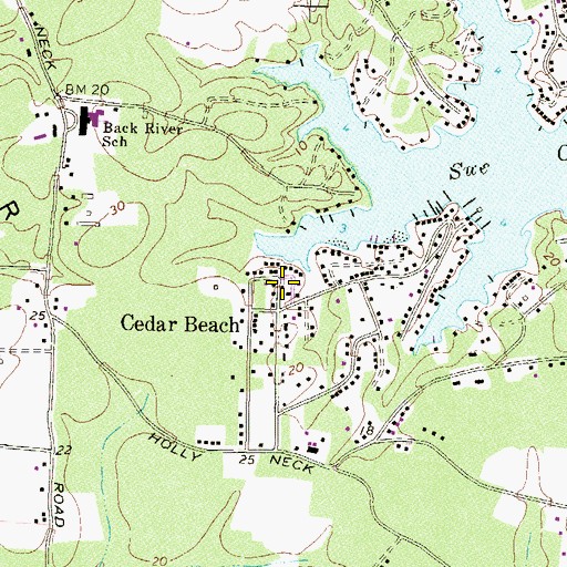 Topographic Map of Cedar Beach, MD
