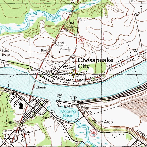 Topographic Map of Chesapeake City, MD