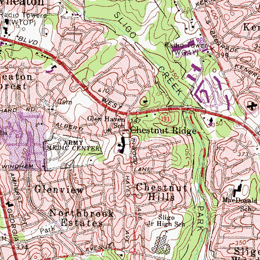 Topographic Map of Chestnut Ridge, MD