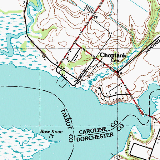 Topographic Map of Choptank, MD