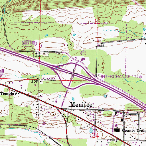 Topographic Map of Interchange 117, AR