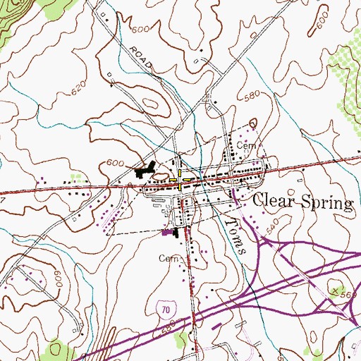 Topographic Map of Clear Spring, MD