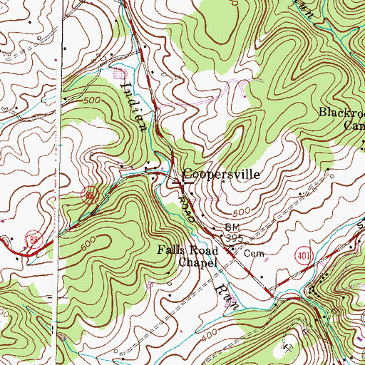 Topographic Map of Coopersville, MD