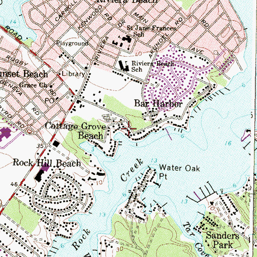 Topographic Map of Cottage Grove Beach, MD