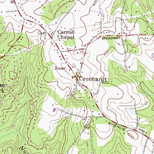 Topographic Map of Cronhardt, MD