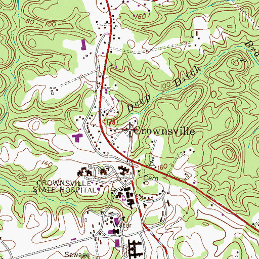 Topographic Map of Crownsville, MD