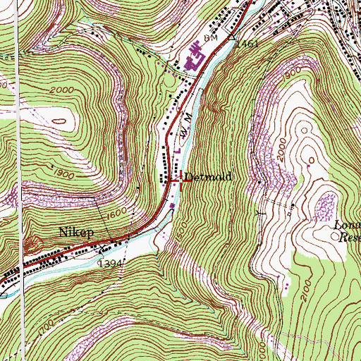 Topographic Map of Detmold, MD