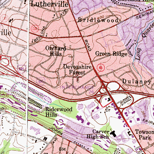 Topographic Map of Devonshire Forest, MD