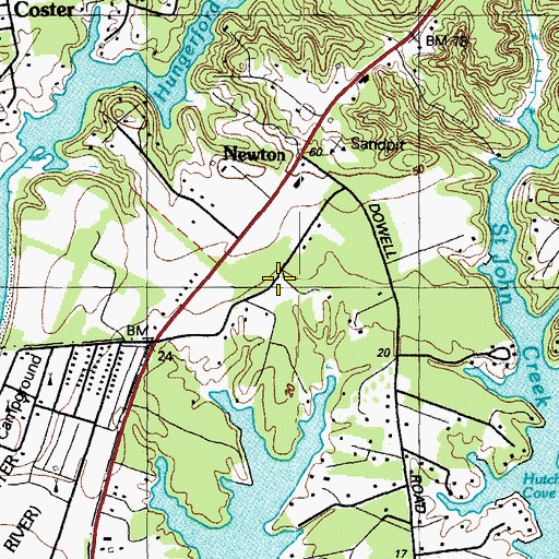 Topographic Map of Dowell, MD