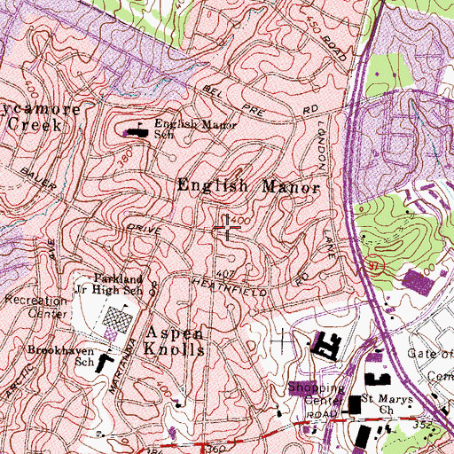 Topographic Map of English Manor, MD