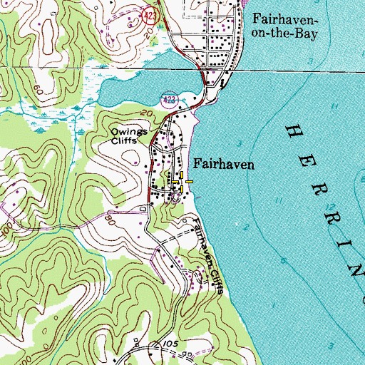 Topographic Map of Fairhaven, MD