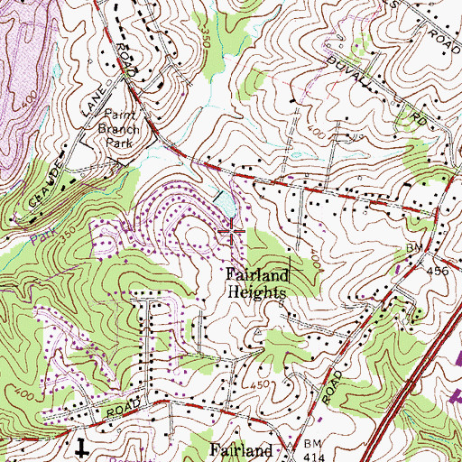 Topographic Map of Fairland Heights, MD