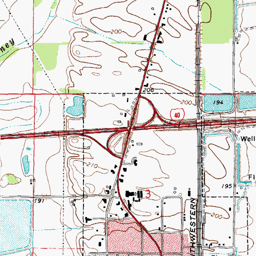 Topographic Map of Interchange 216, AR