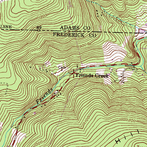 Topographic Map of Friends Creek, MD
